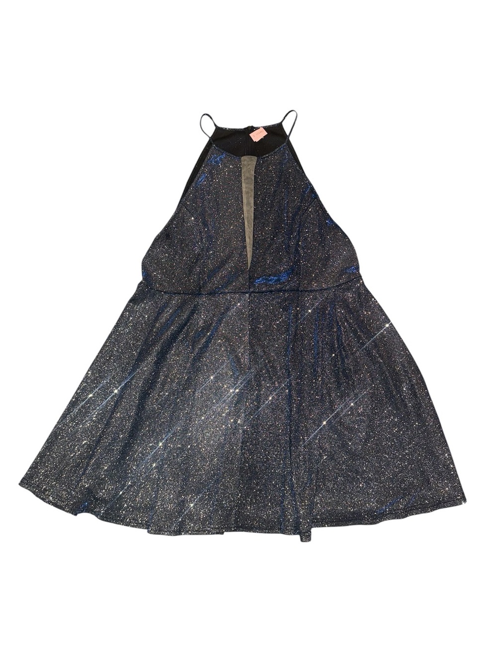 Women’s Sparkly Plus Size Blue/Black Formal A-Line Dress 4XL